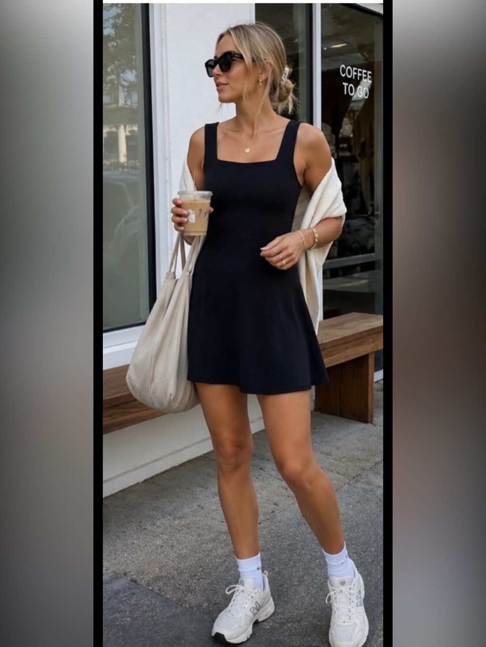 Outdoor Voices The Exercise Mini Sleeveless Dress In Black Sz S